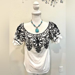 Solitaire Embroidered Off The Shoulder Blouse